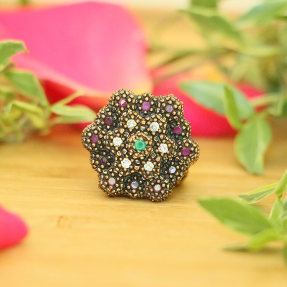 Sterling Silver Ruby, Emerald and Topaz S 7.25 - Picture 8 of 8